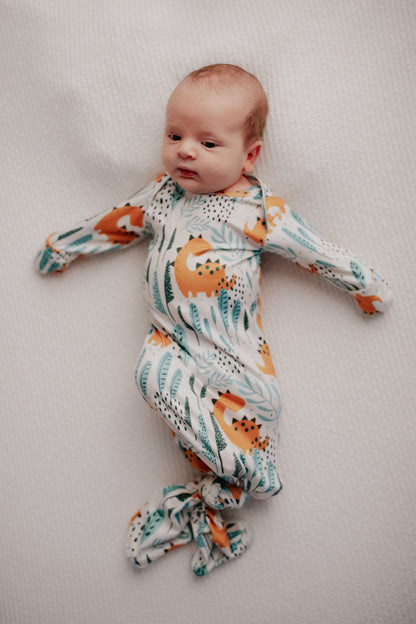 Dinosaur Themed Newborn Knotted Gown