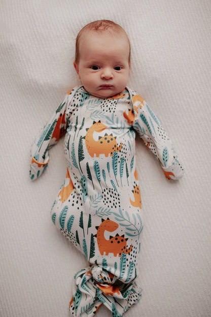 Dinosaur Themed Newborn Knotted Gown