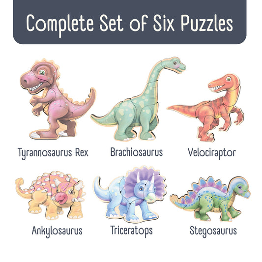 Dinosaur Magnetic Wooden Puzzle Set with Cotton Bag | Made in the USA 🇺🇸