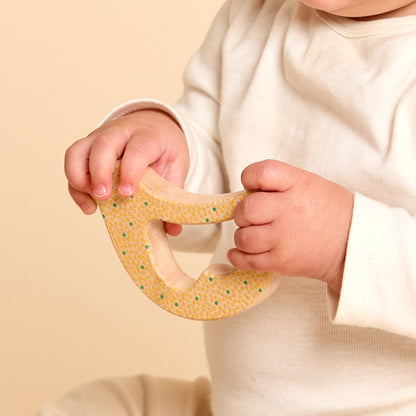 Solid Maple Wood Bird Rattle & Teether (Dots) – Natural Wooden Baby Toy | Made in the USA 🇺🇸
