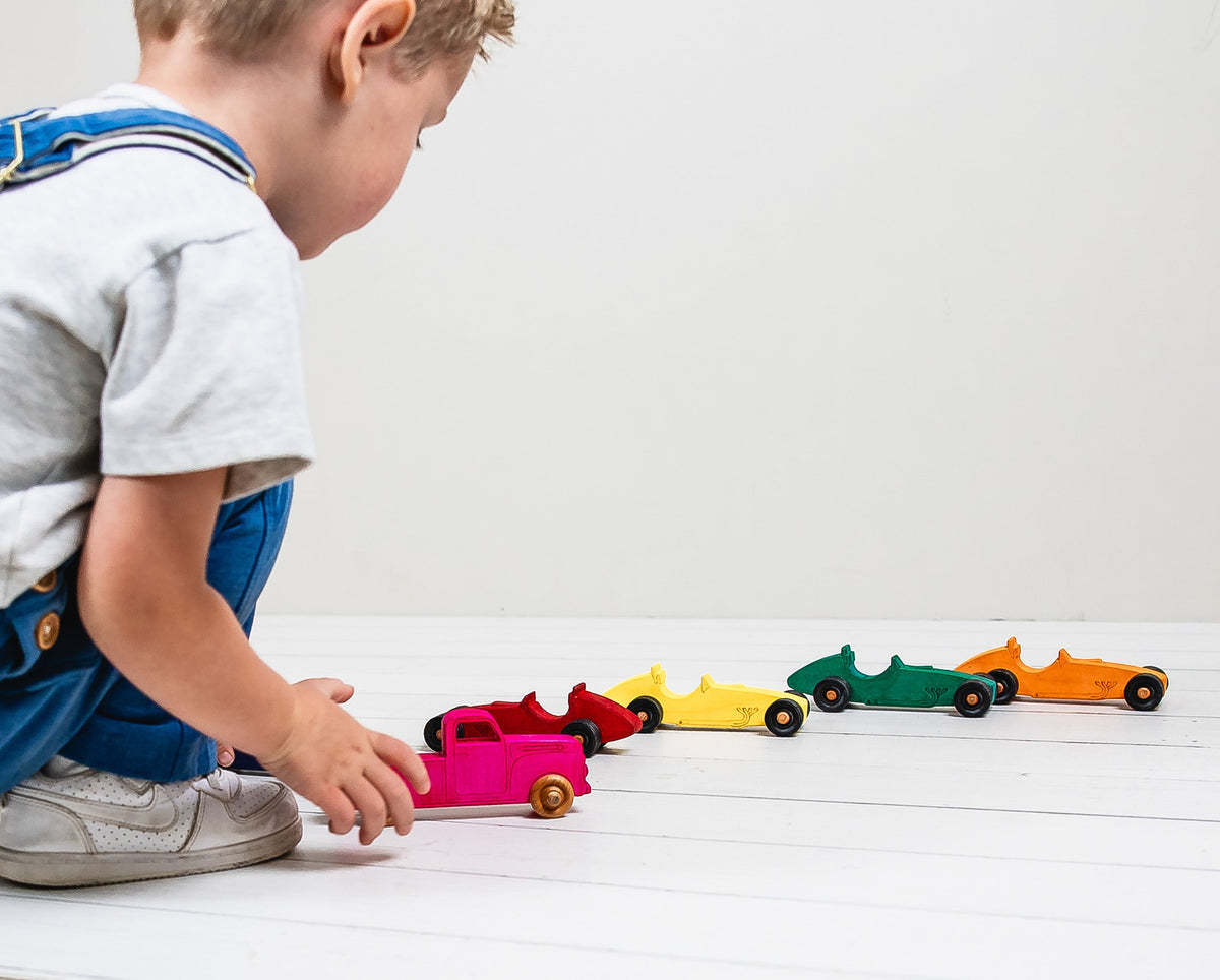 Dyed Wooden Indy Car Set with Racetrack | Made in the USA 🇺🇸