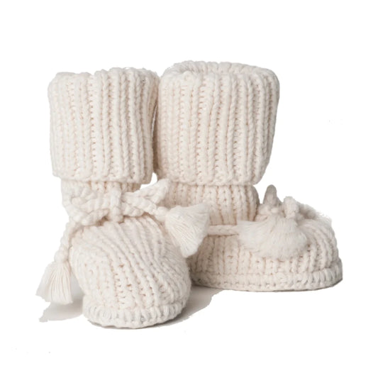 Alpaca Wool Sock Baby Booties in Ecru