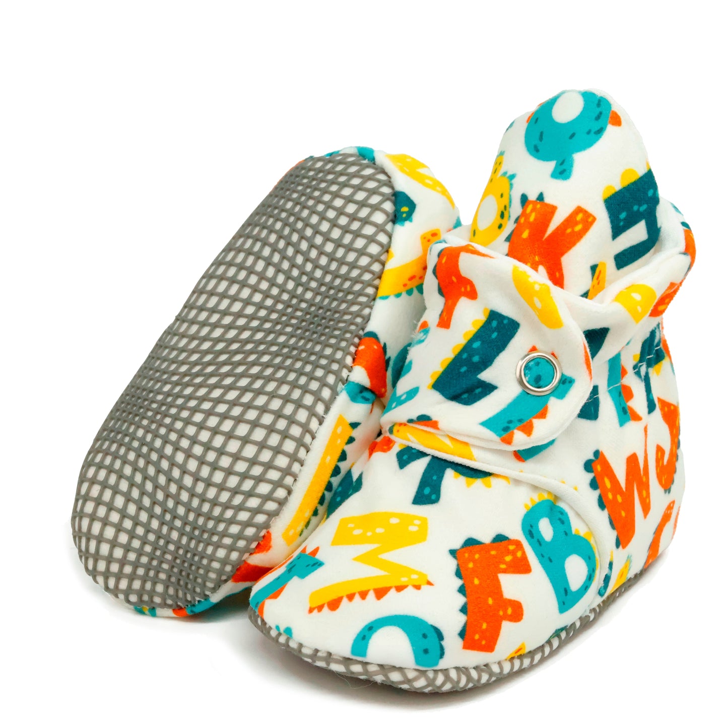 Organic Cotton Baby Booties, Non-Slip Sole, Cotton Newborn Booties Home Nursery Shoes, Alphabet