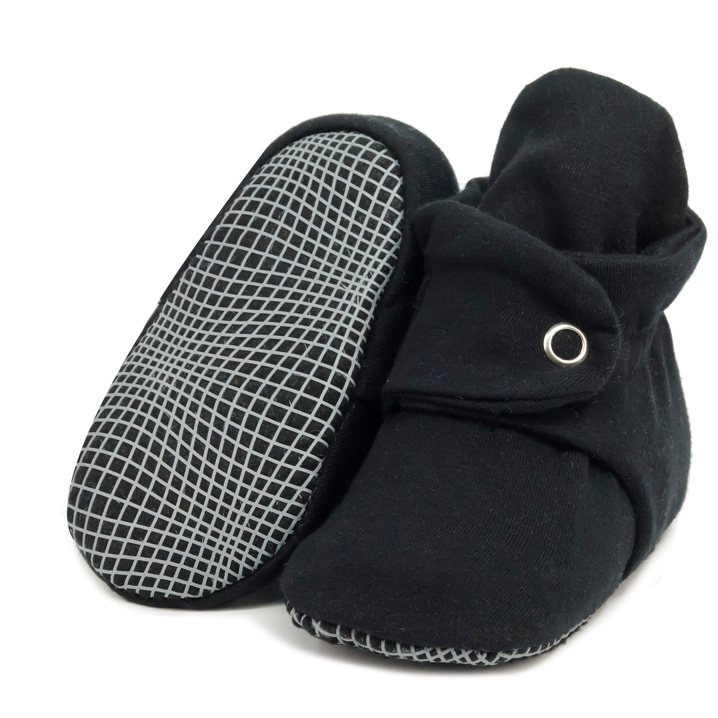 Organic Cotton Baby Booties, Non-Slip Sole, Cotton Newborn Booties Home Nursery Shoes, Black