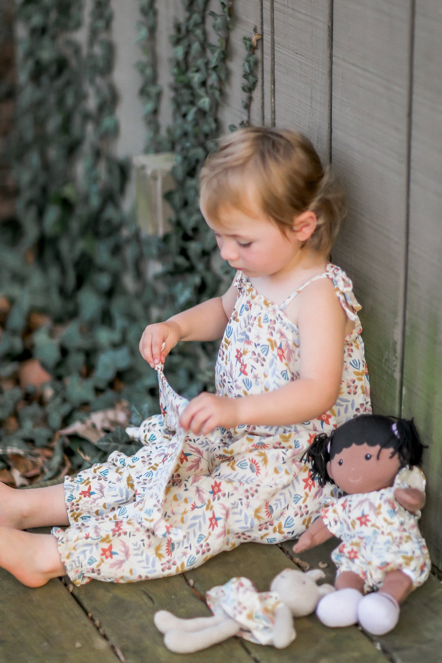 Muslin Tie Shoulder Jumpsuit - Earthtone Floral