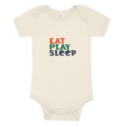 100% Airlume Combed, Ring-Spun Cotton Onesie - Eat Play Sleep (Size 6-12 mo)