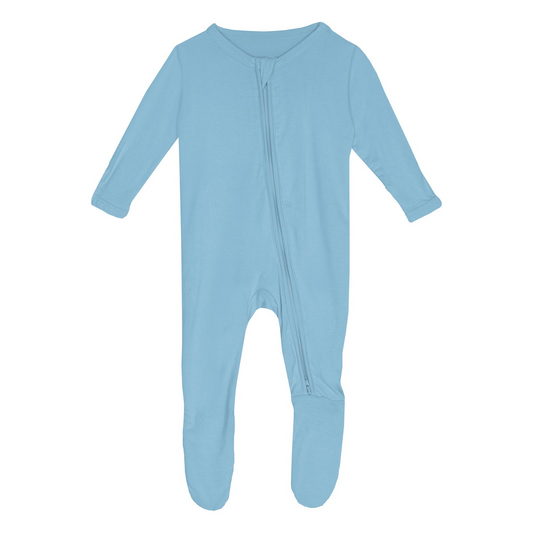 Classic Footie with 2 Way Zipper, Seaside Blue