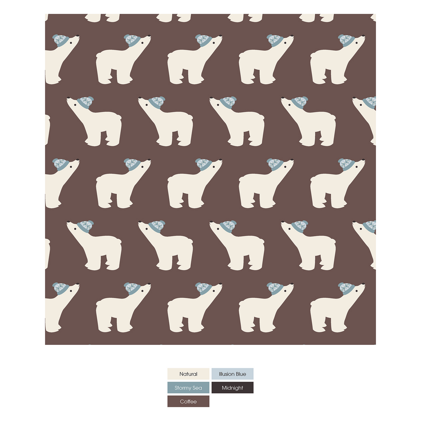 Print Footie with 2 Way Zipper, Coffee Polar Bears