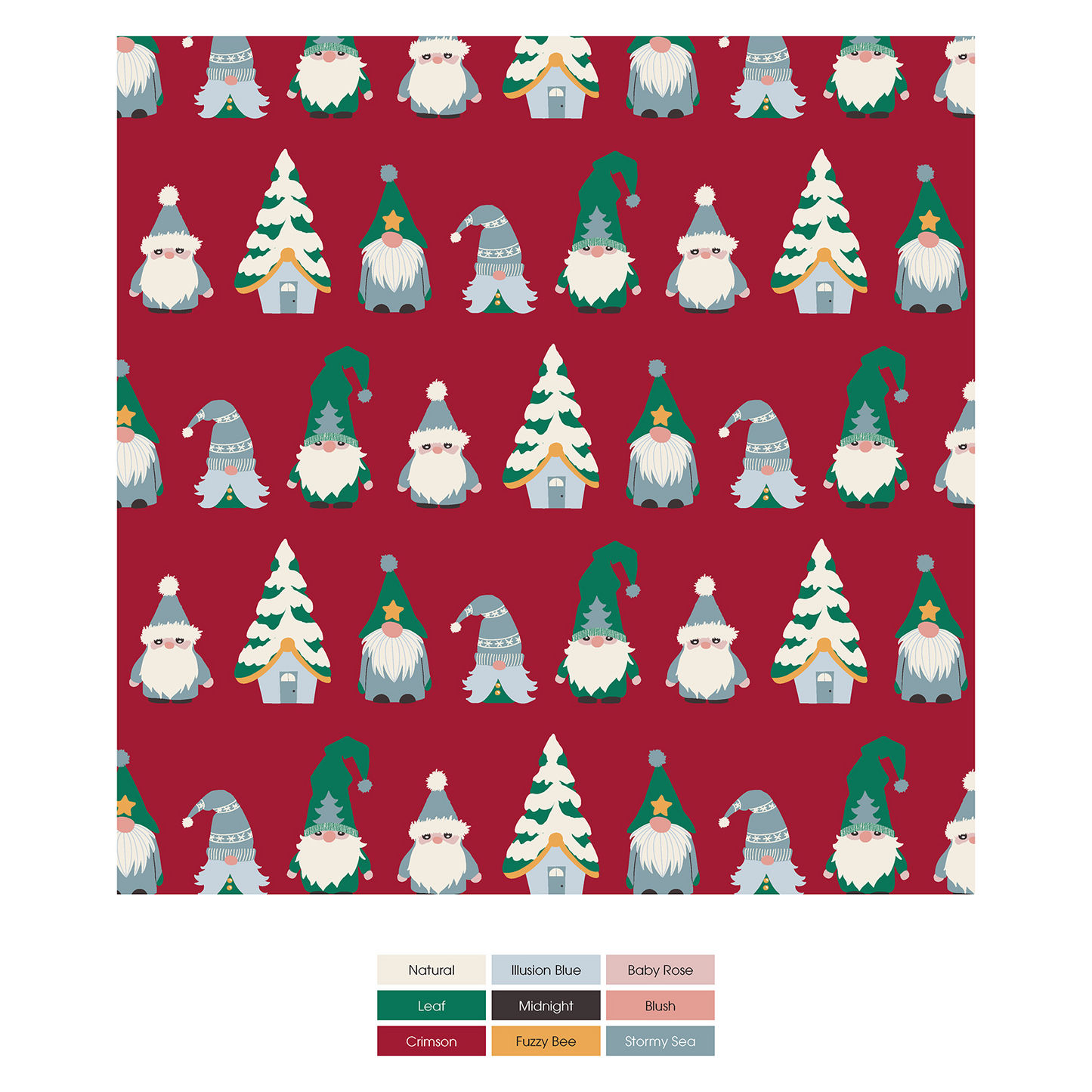 Print Footie with 2 Way Zipper, Crimson Gnomes