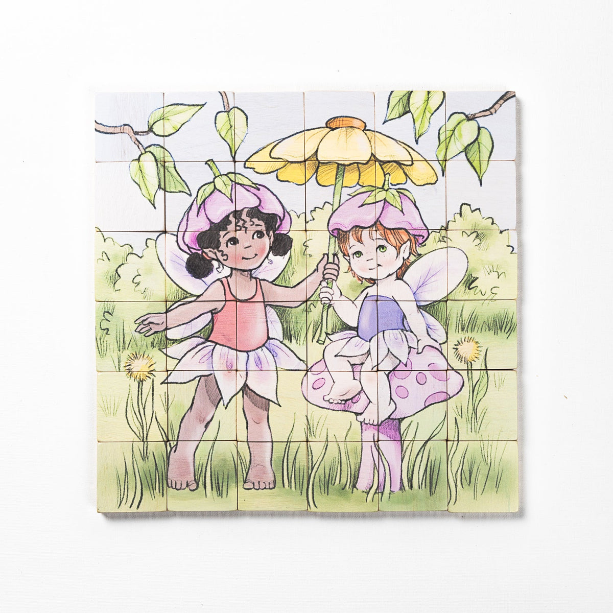 Magic Magnetic Wooden Puzzle with Cotton Bag - Playful Fairies | Made in the Canada | Printed in the USA 🇺🇸