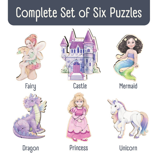 Fairytale Magnetic Wooden Puzzle Set with Cotton Bag | Made in the USA 🇺🇸