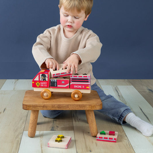 Shape Recognition Stackable Puzzle - Fire Truck | Printed in the USA