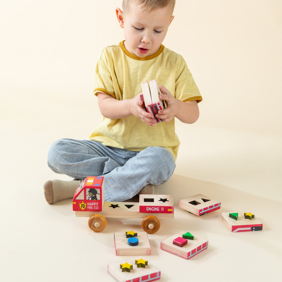 Shape Recognition Stackable Puzzle Truck - Car Transporter | Printed in the USA 🇺🇸