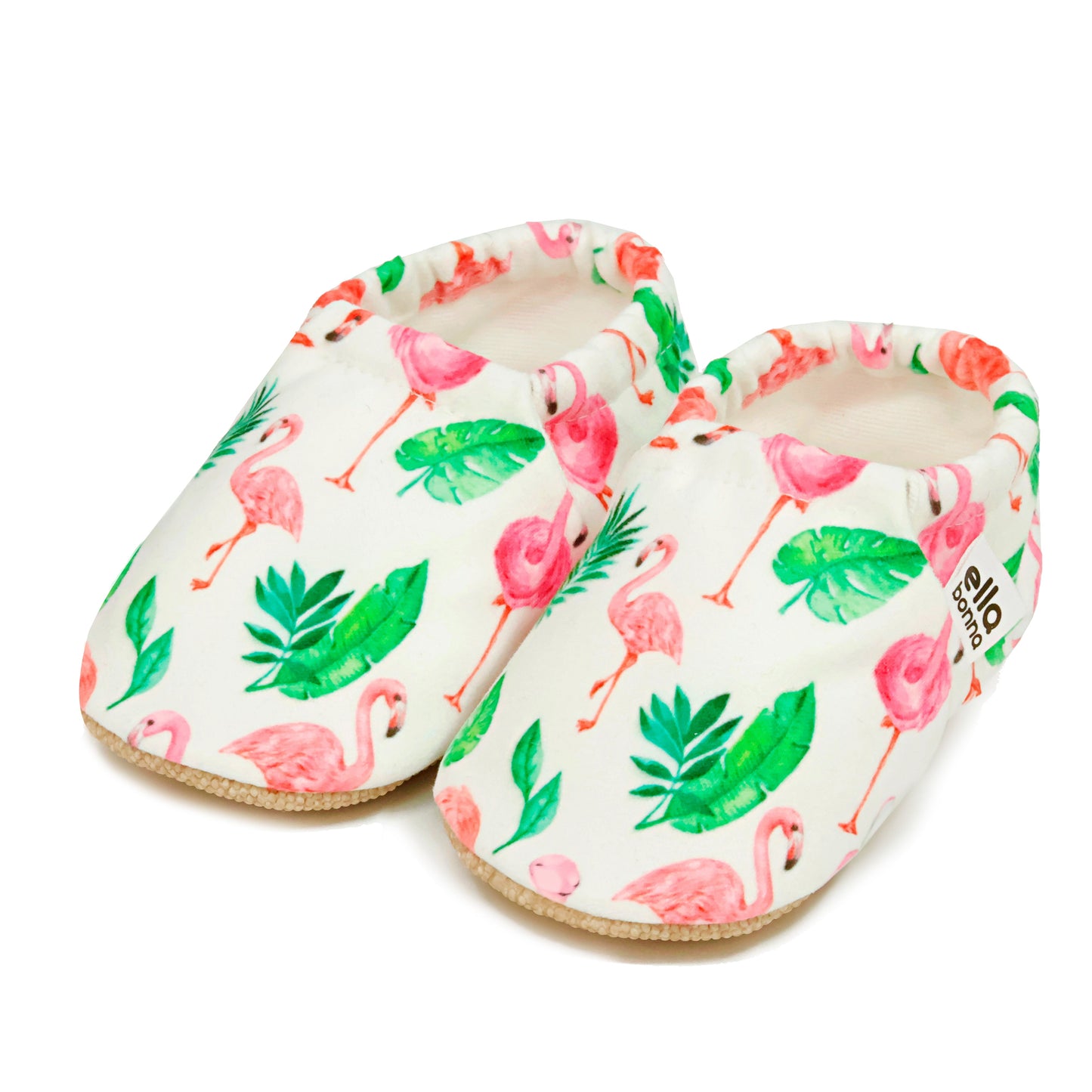 Ella Bonna Non-Slip Sole Flamingo Patterned Baby Booties, Home Boot Slippers Nursery Shoes