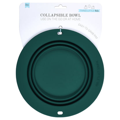 Forest Green Collapsible Bowl for Travel or Home