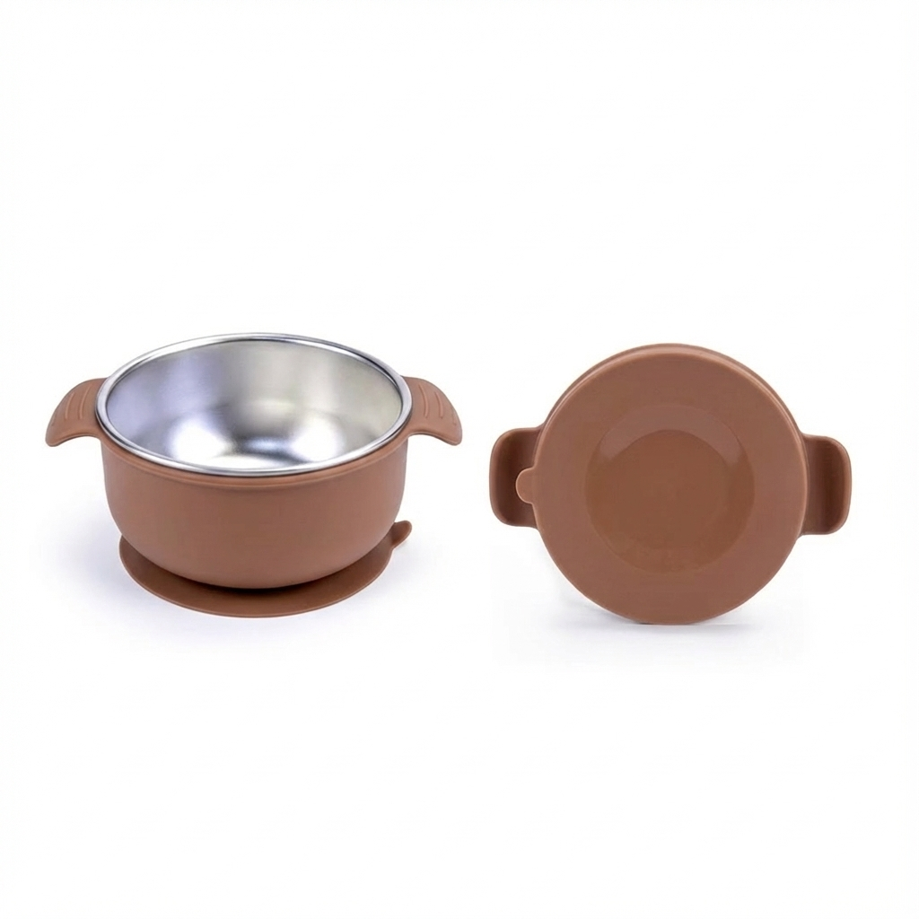 Stainless Steel Suction Bowl Set of 2 (Mocha Mousse & Sage Green)