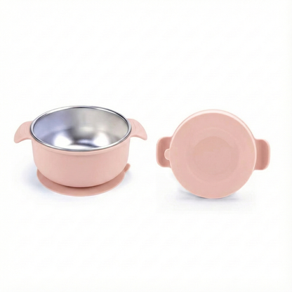Stainless Steel Suction Bowl Set of 2 (Tofu & Pearl Blush)