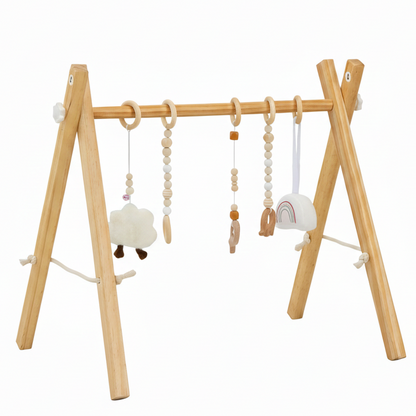 Lilac Wooden Baby Gym | Montessori Infant Play Gym with Hanging Toys