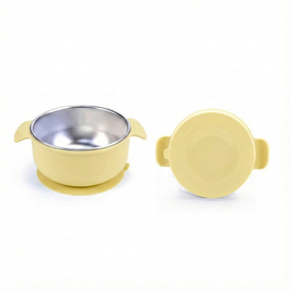 Stainless Steel Suction Bowl Set of 2 (Butter Yellow & Baby Blue)