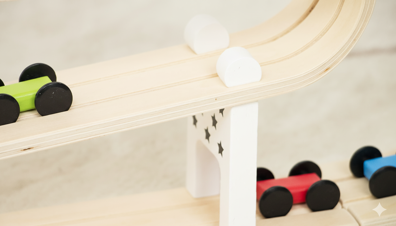 Wooden Car Ramp Racer | Montessori Rolling Track Toy for Toddlers