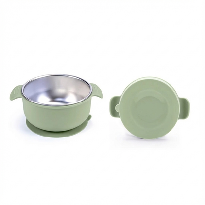 Stainless Steel Suction Bowl Set of 2 (Mocha Mousse & Sage Green)