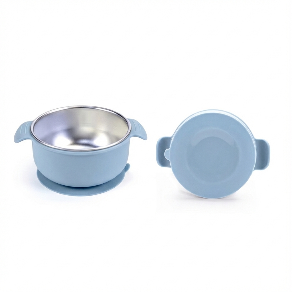 Stainless Steel Suction Bowl Set of 2 (Butter Yellow & Baby Blue)