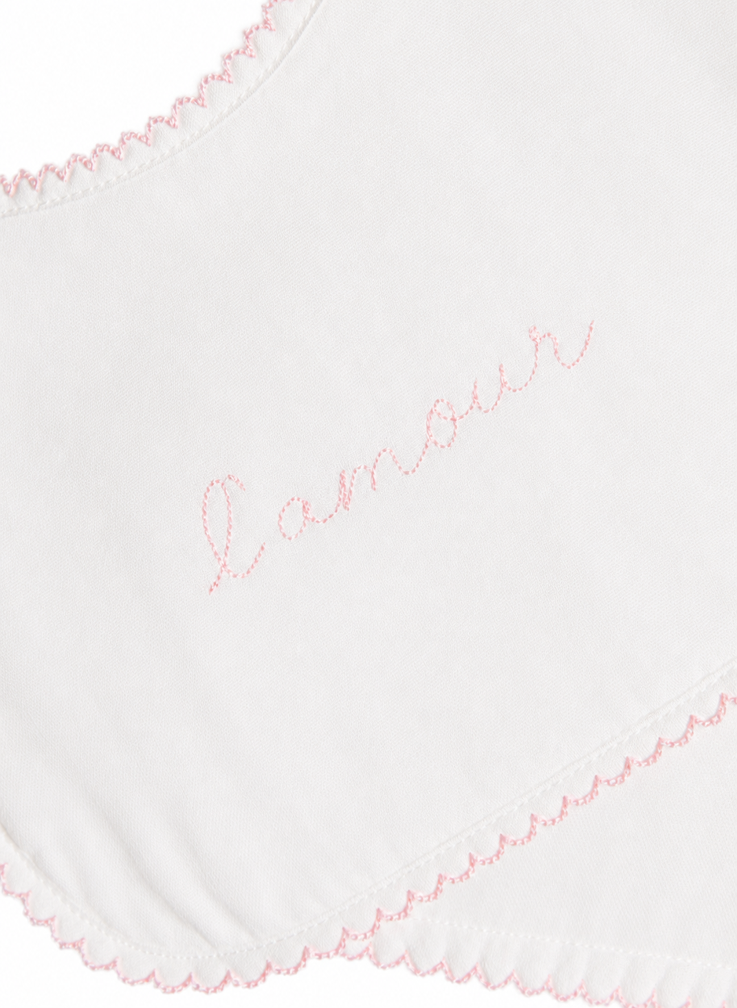 Bib & Burp Cloth Set - Embroidered Pink "L'Amour"