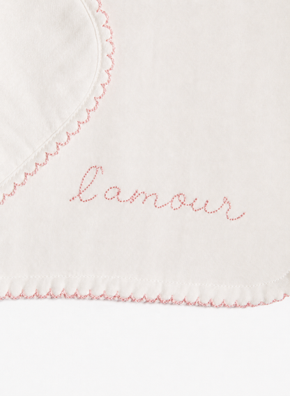 Bib & Burp Cloth Set - Embroidered Pink "L'Amour"