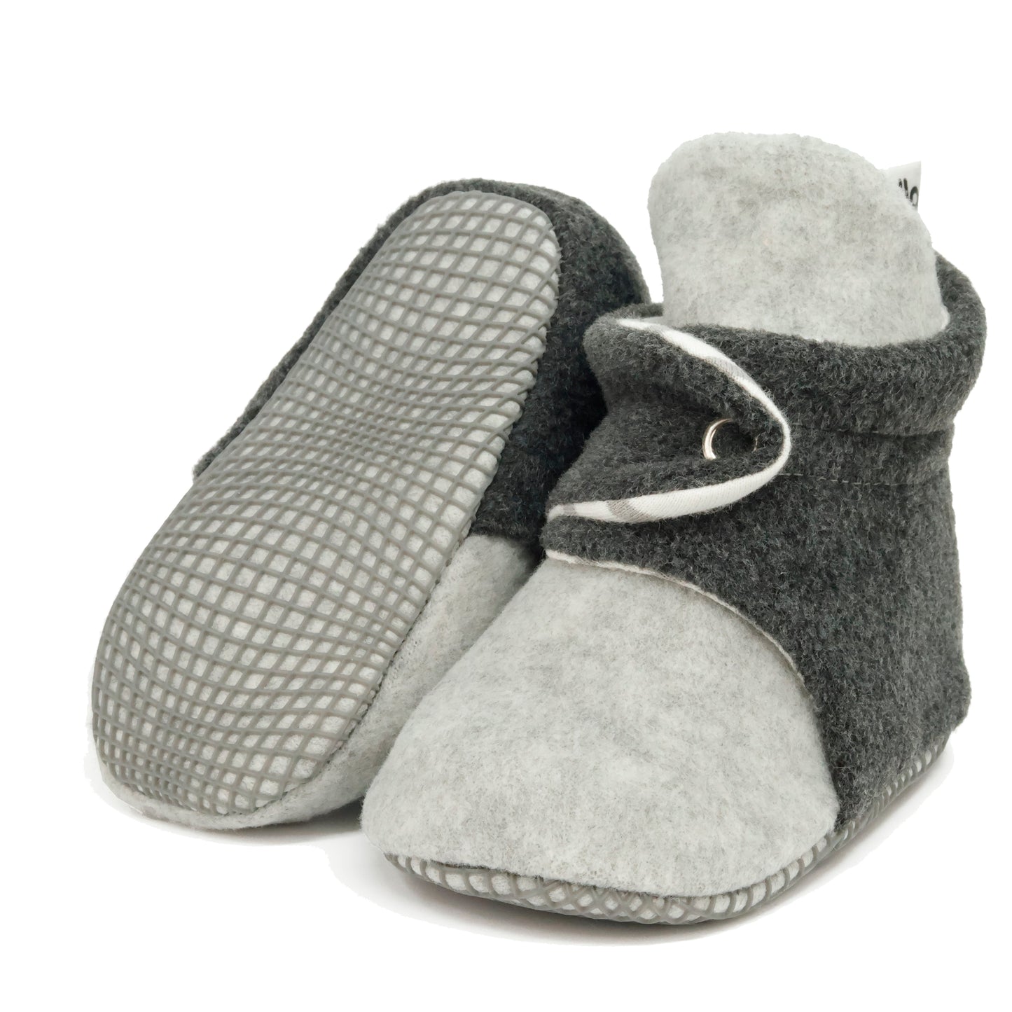 Anti-Slip Sole, Fleece Baby Booties, Newborn Home Booties, Sweat Proof Organic Cotton Lining, Gray Anthracite