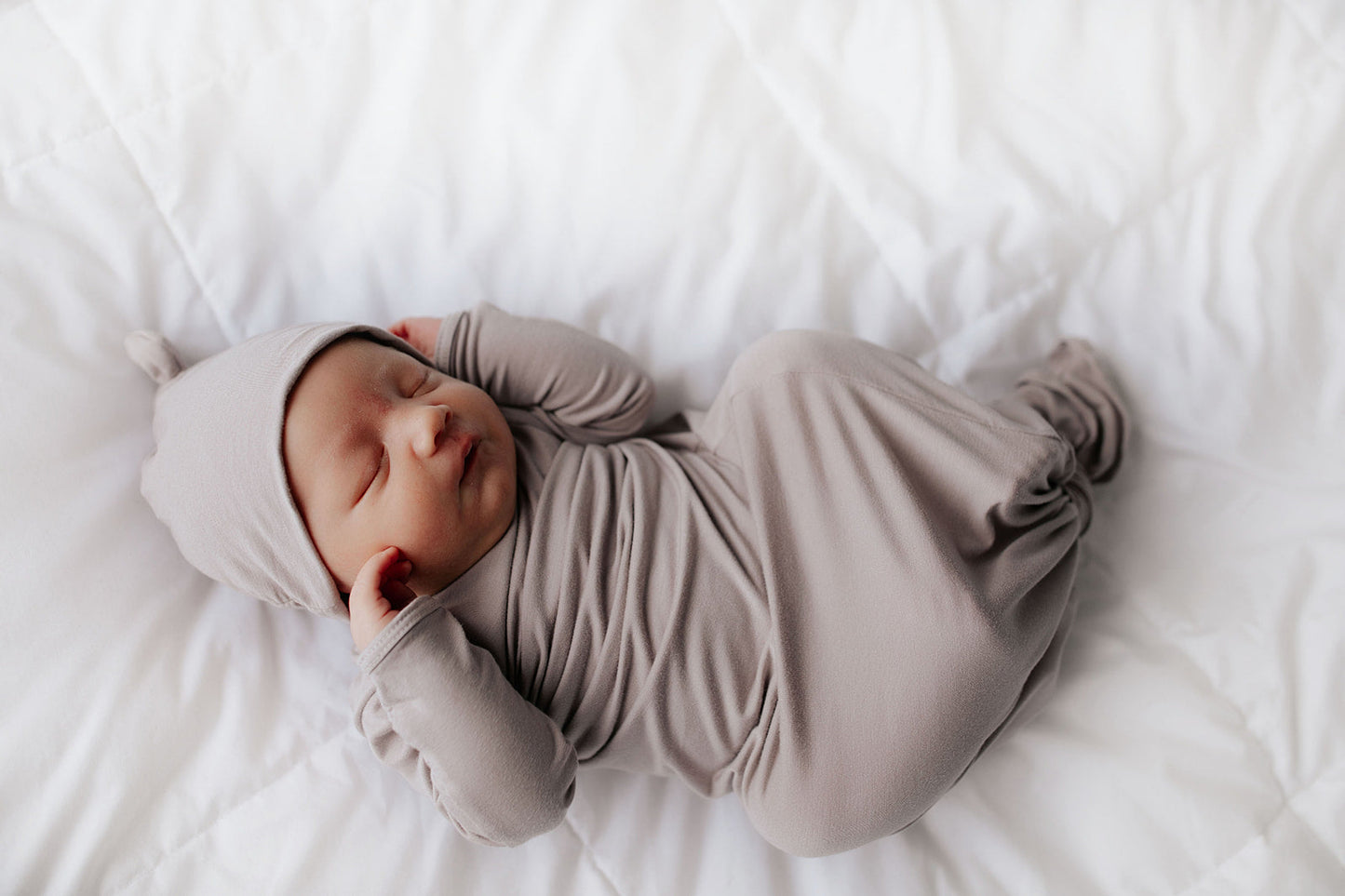 Harbor Mist Neutral Knotted Newborn Baby Gown