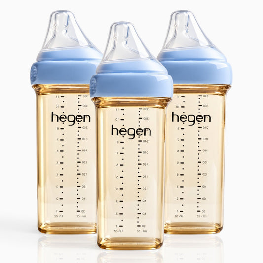 Hegen PPSU Anti-Colic Baby Bottle - 6 Months Plus - 330ml/11oz - Blue - 3-Pack