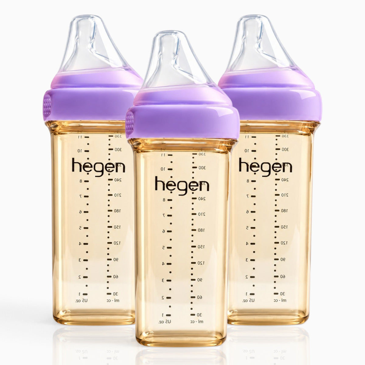 Hegen PPSU Anti-Colic Baby Bottle - 6 Months Plus - 330ml/11oz - Purple - 3-Pack