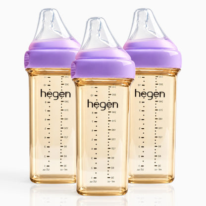 Hegen PPSU Anti-Colic Baby Bottle - 6 Months Plus - 330ml/11oz - Purple - 3-Pack