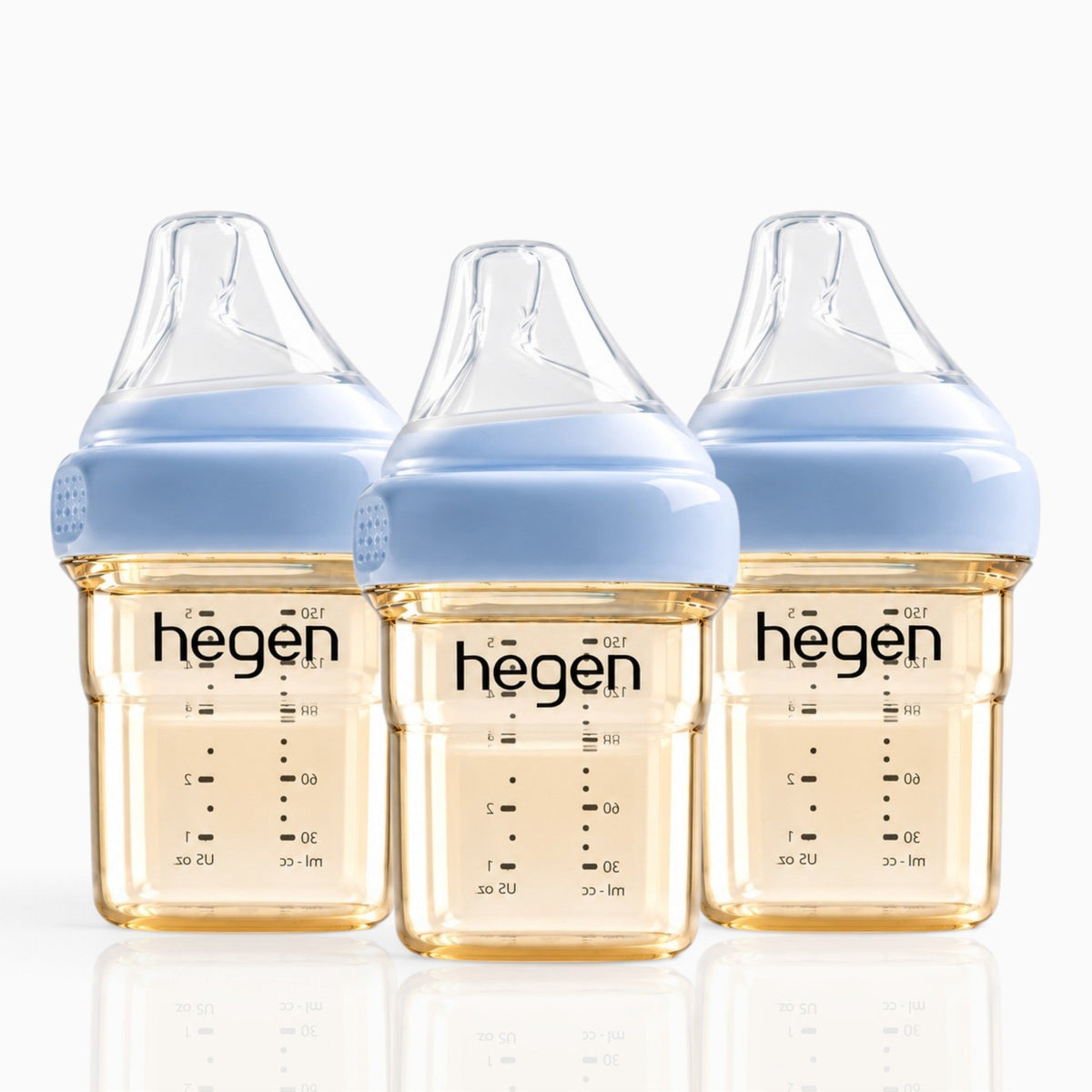 Hegen PPSU Anti-Colic Baby Bottle - 1 to 3 Months 150ml/5oz - Blue - 3-Pack