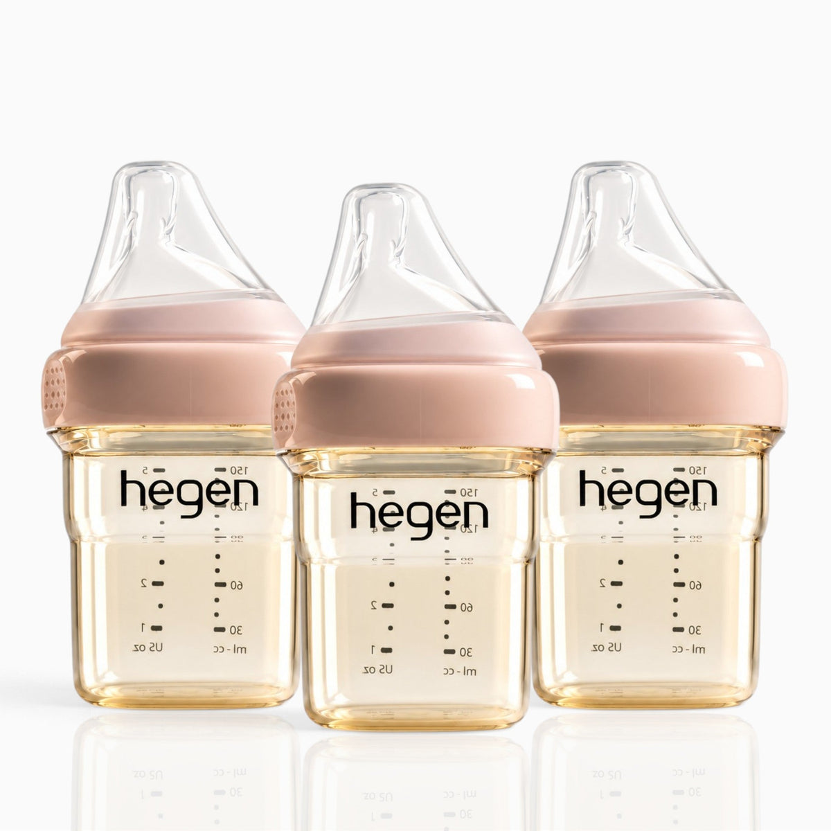 Hegen PPSU Anti-Colic Baby Bottle - 1 to 3 Months 150ml/5oz - Pink - 3-Pack