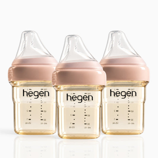 Hegen PPSU Anti-Colic Baby Bottle - 1 to 3 Months 150ml/5oz - Pink - 3-Pack