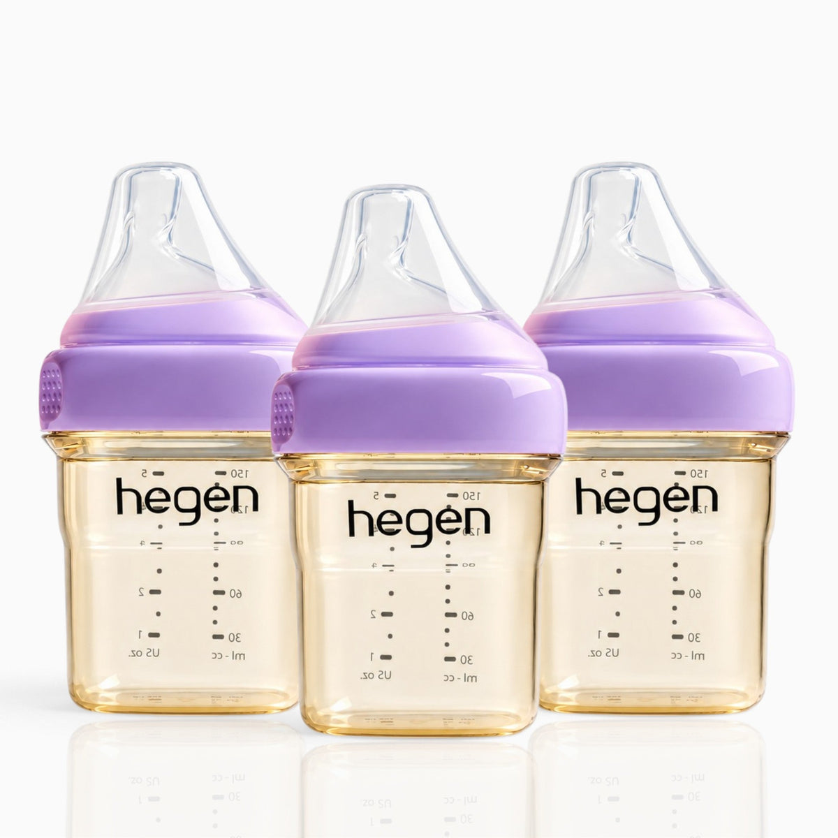 Hegen PPSU Anti-Colic Baby Bottle - 1 to 3 Months 150ml/5oz - Purple - 3-Pack