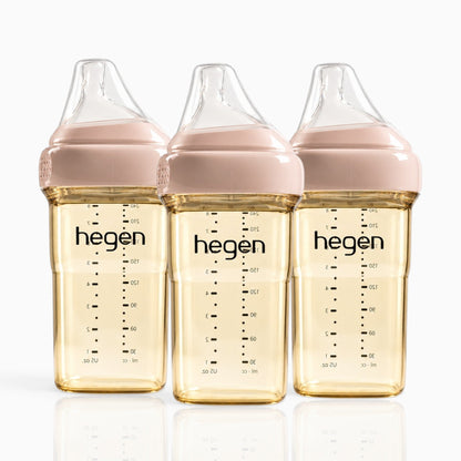 Hegen PPSU Anti-Colic Baby Bottle - 3 to 6 Months - 240ml/8oz - Pink - 3-Pack