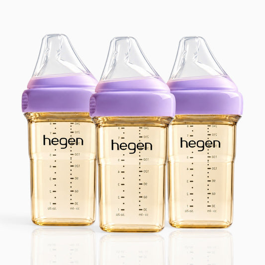 Hegen PPSU Anti-Colic Baby Bottle - 3 to 6 Months - 240ml/8oz - Purple - 3-Pack