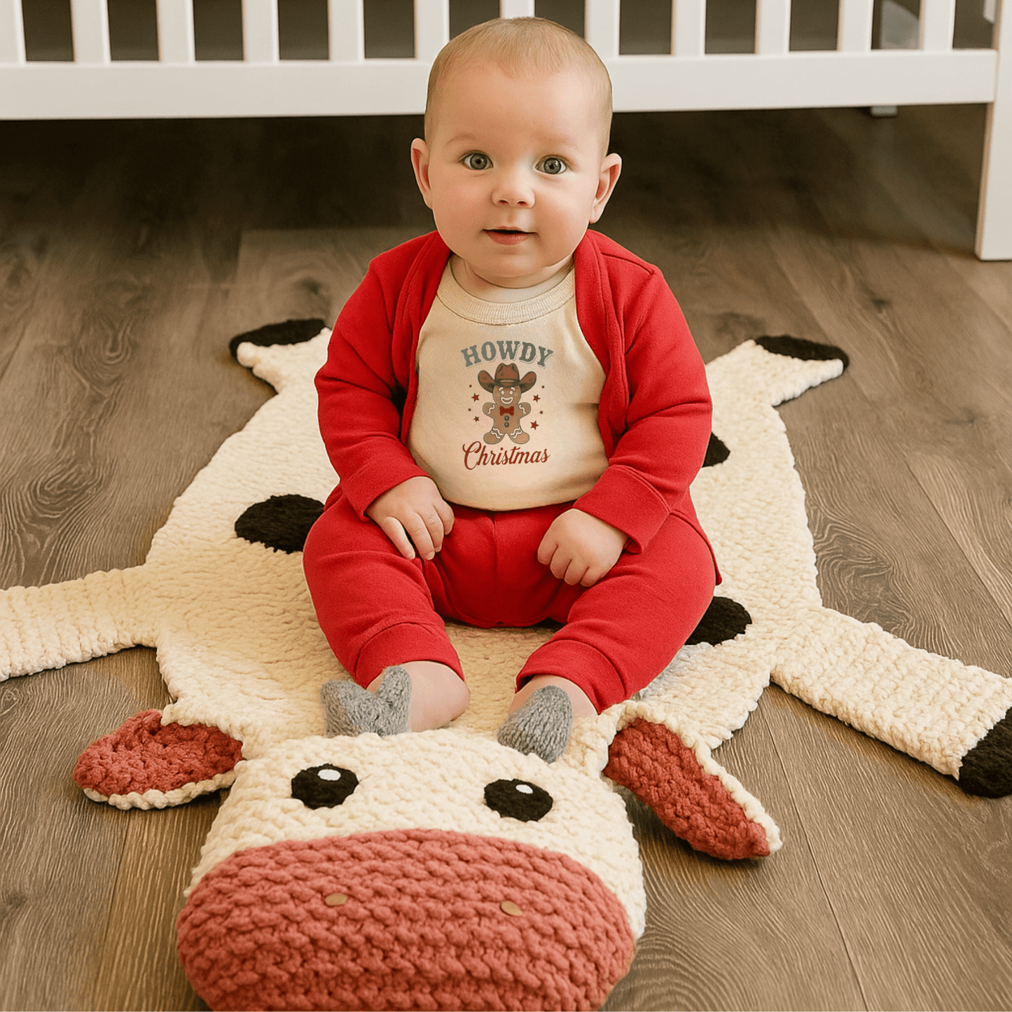 long sleeve graphic bodysuit | howdy gingerbread christmas
