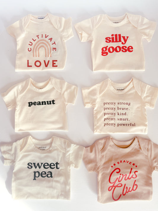 Peanut Organic Cotton Baby Onesie