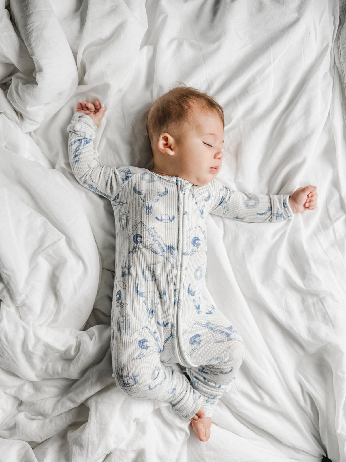Cowboy Blues Ribbed Bamboo Zippy Pajamas