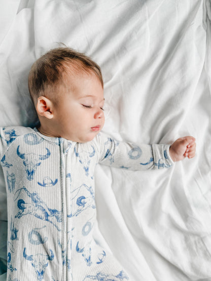 Cowboy Blues Ribbed Bamboo Zippy Pajamas