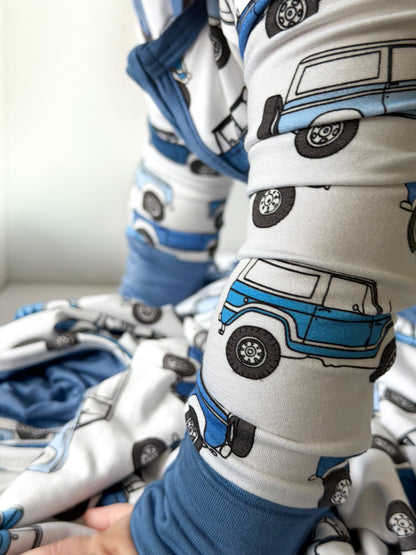 Vintage Cars Bamboo Zipper Romper