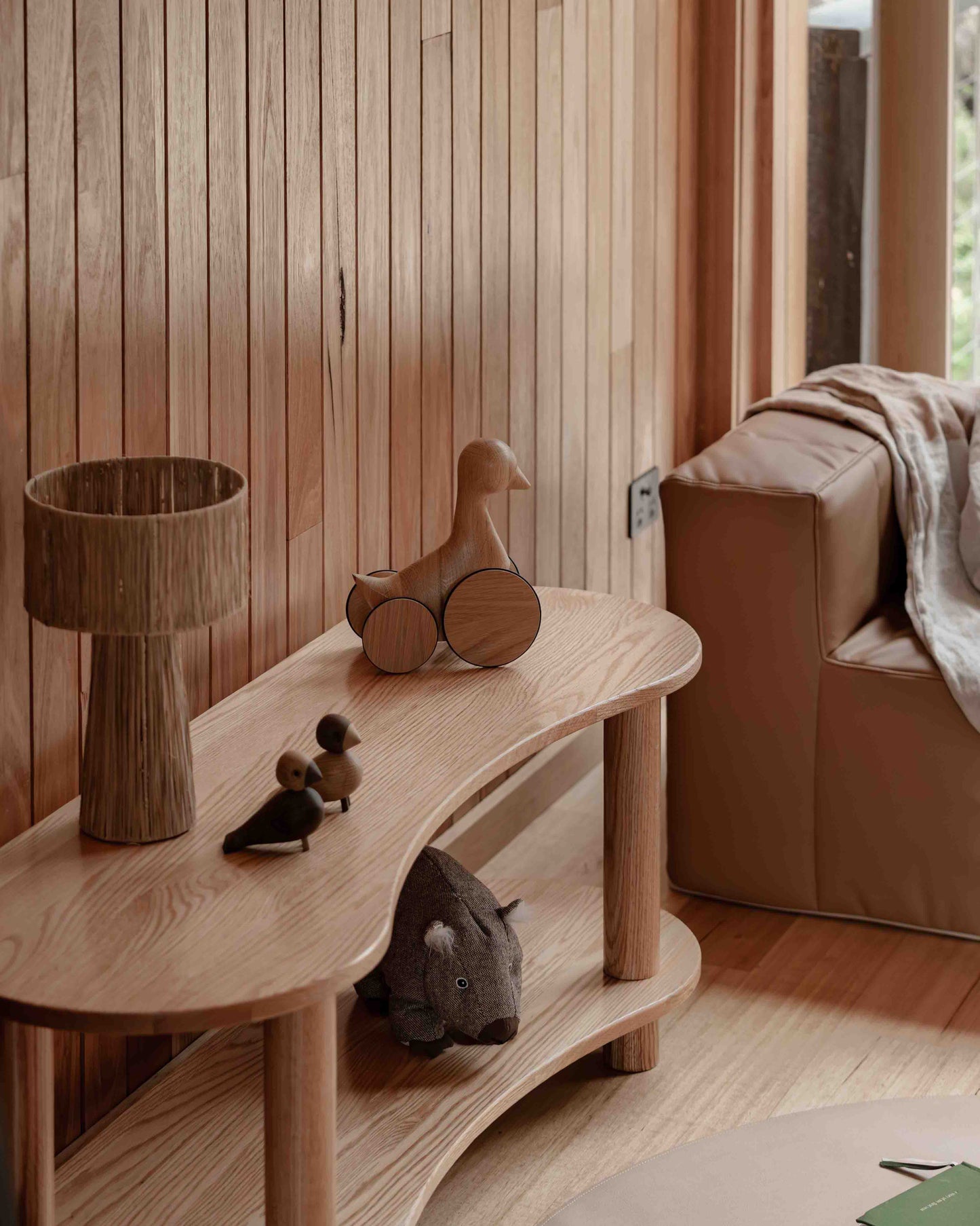 Leni Shelf Low – European Oak Two-Tier Storage for Early Childhood Spaces