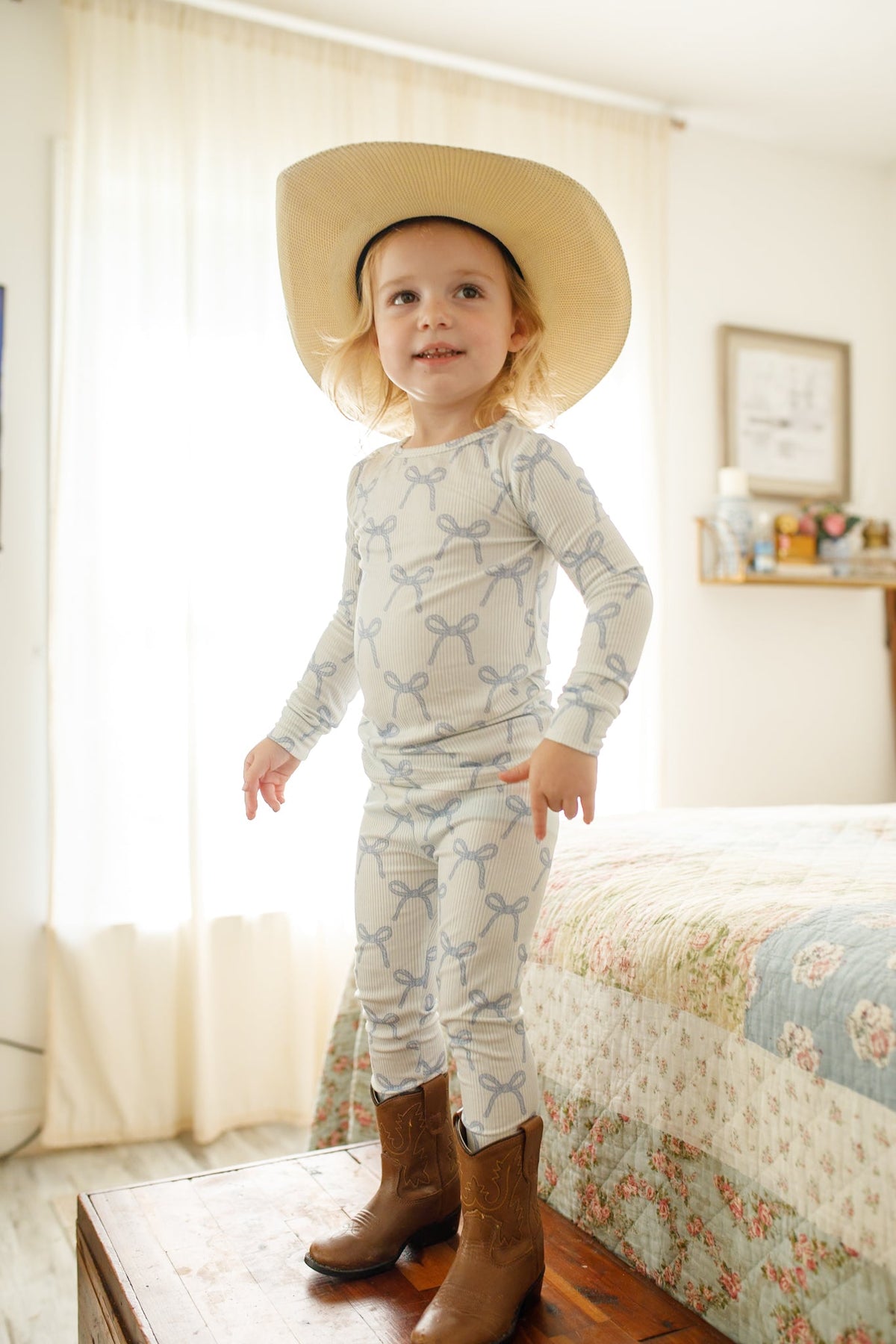 Blue Belle 2pc Ribbed Bamboo Pajamas