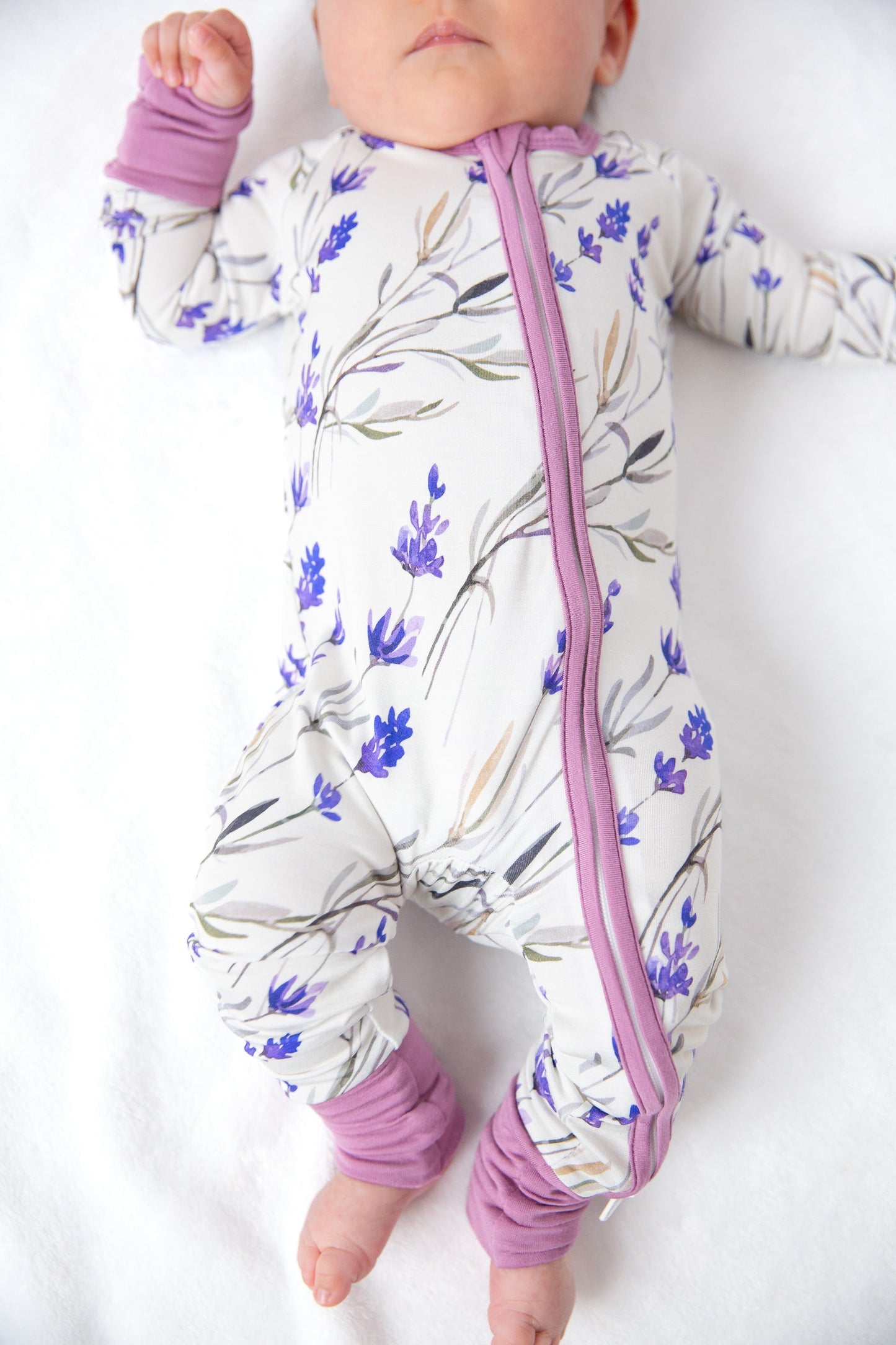 Lilac Floral Bamboo Zipper Romper