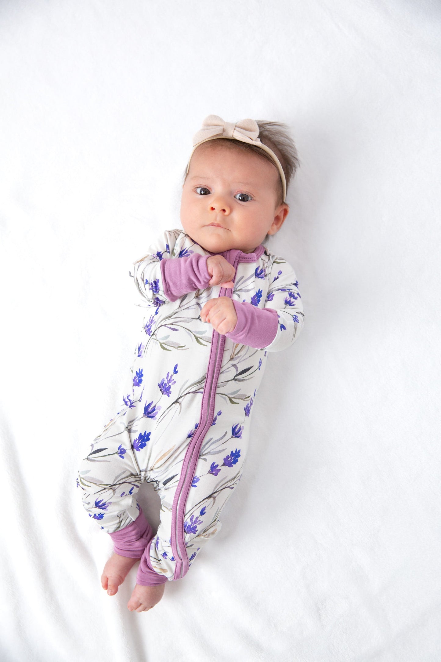 Lilac Floral Bamboo Zipper Romper
