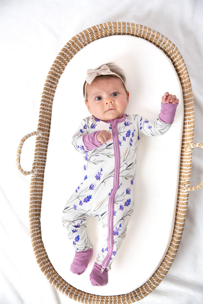 Lilac Floral Bamboo Zipper Romper