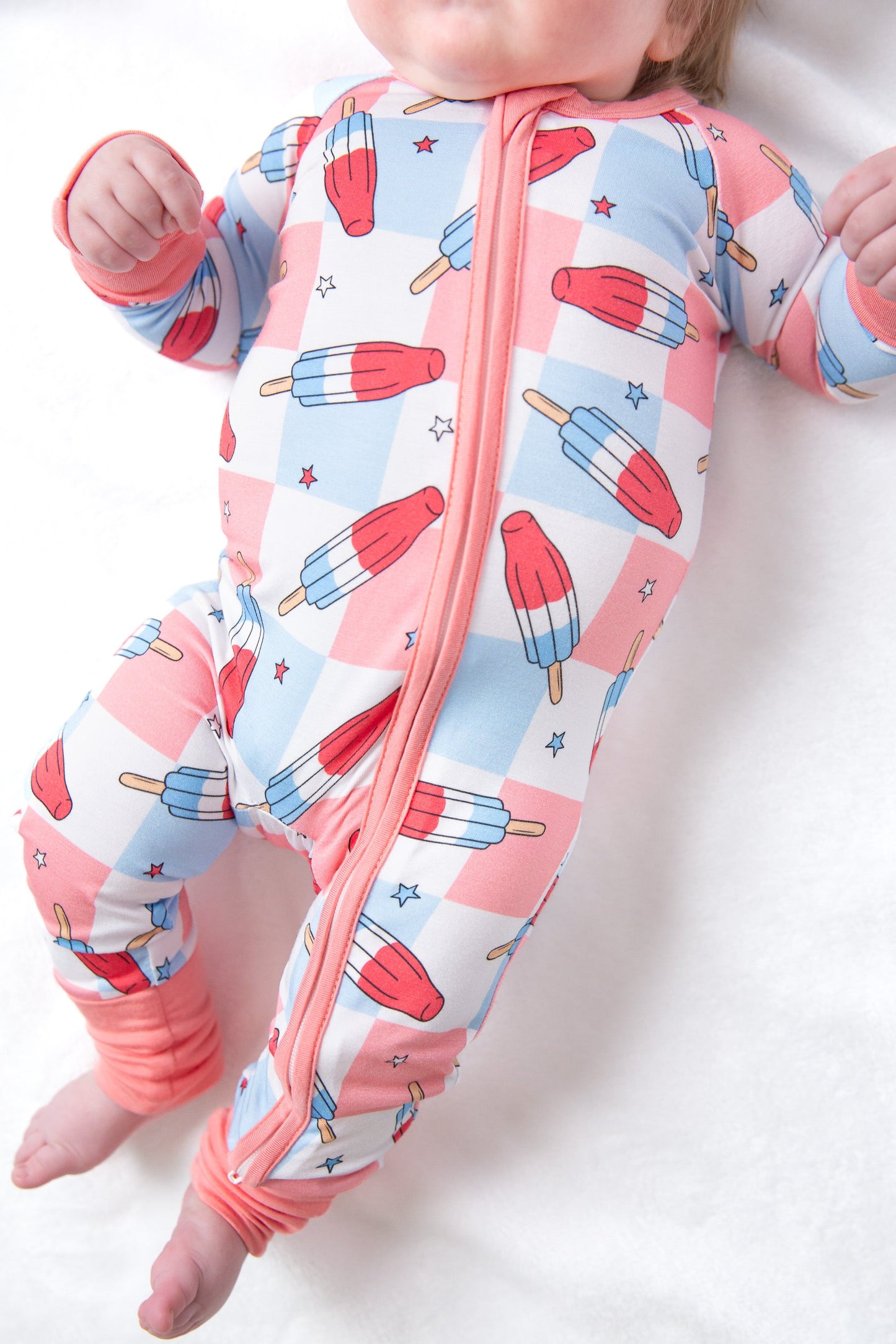 Patriotic Popsicles Baby Bamboo Zipper Romper